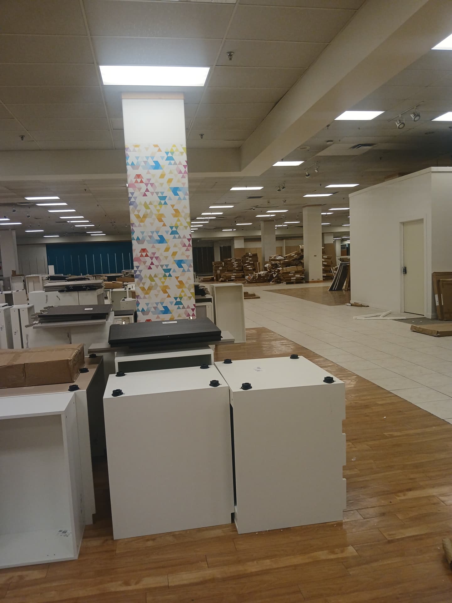 Cabinet units arranged across the project floor